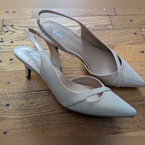 Fioni Beige Slingback Kitten Heels